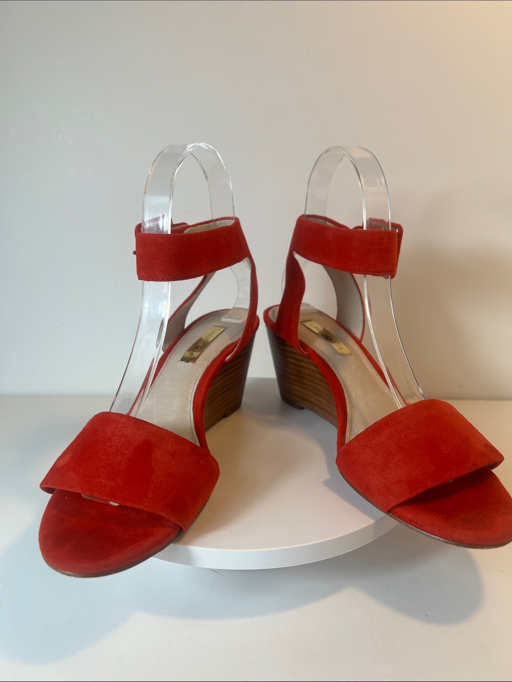 Louise et Cie Red Suede Ankle Strap   Wedges.